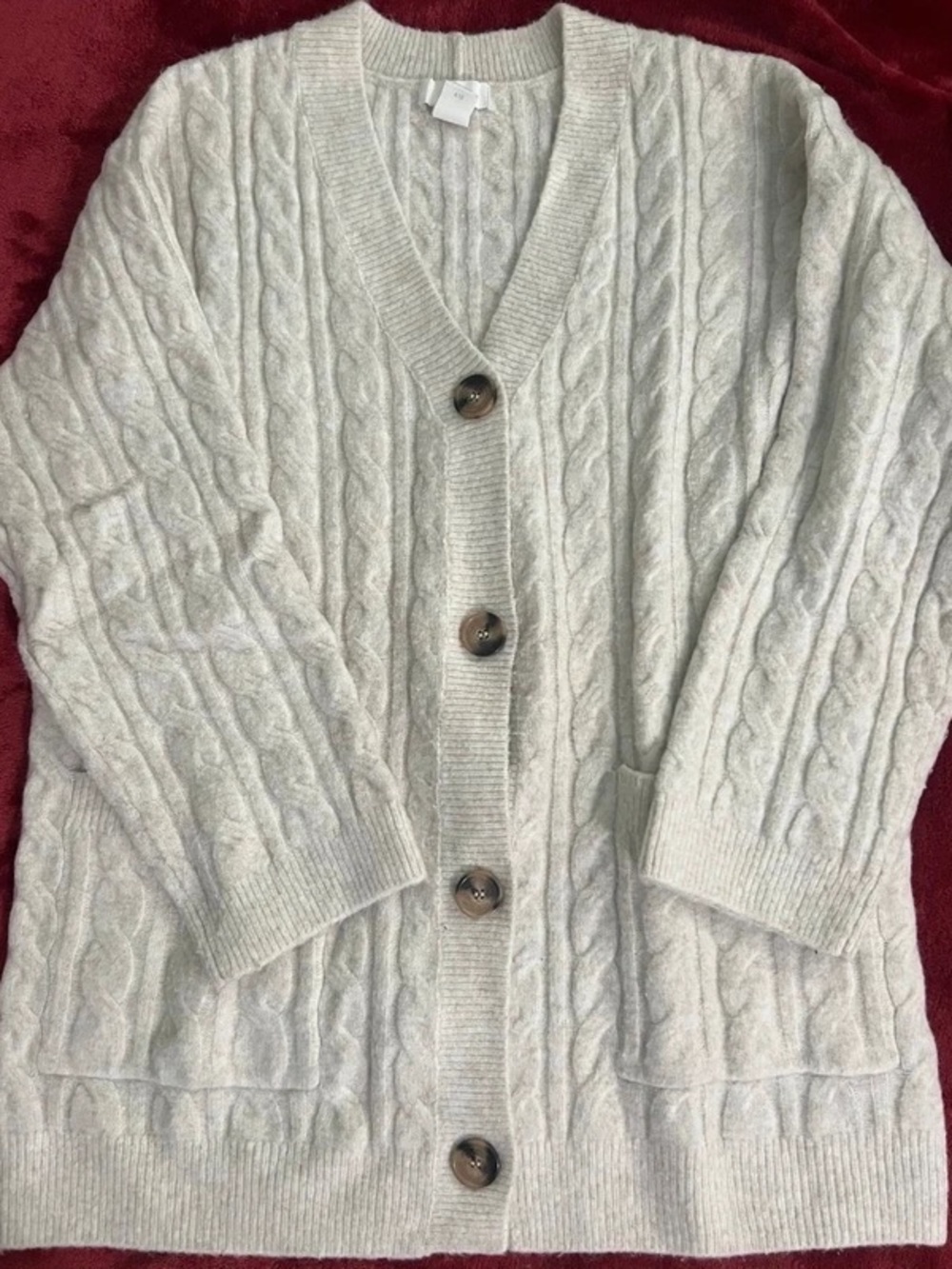 H&M Light Cream Cable Knit Button-Up Cardigan
